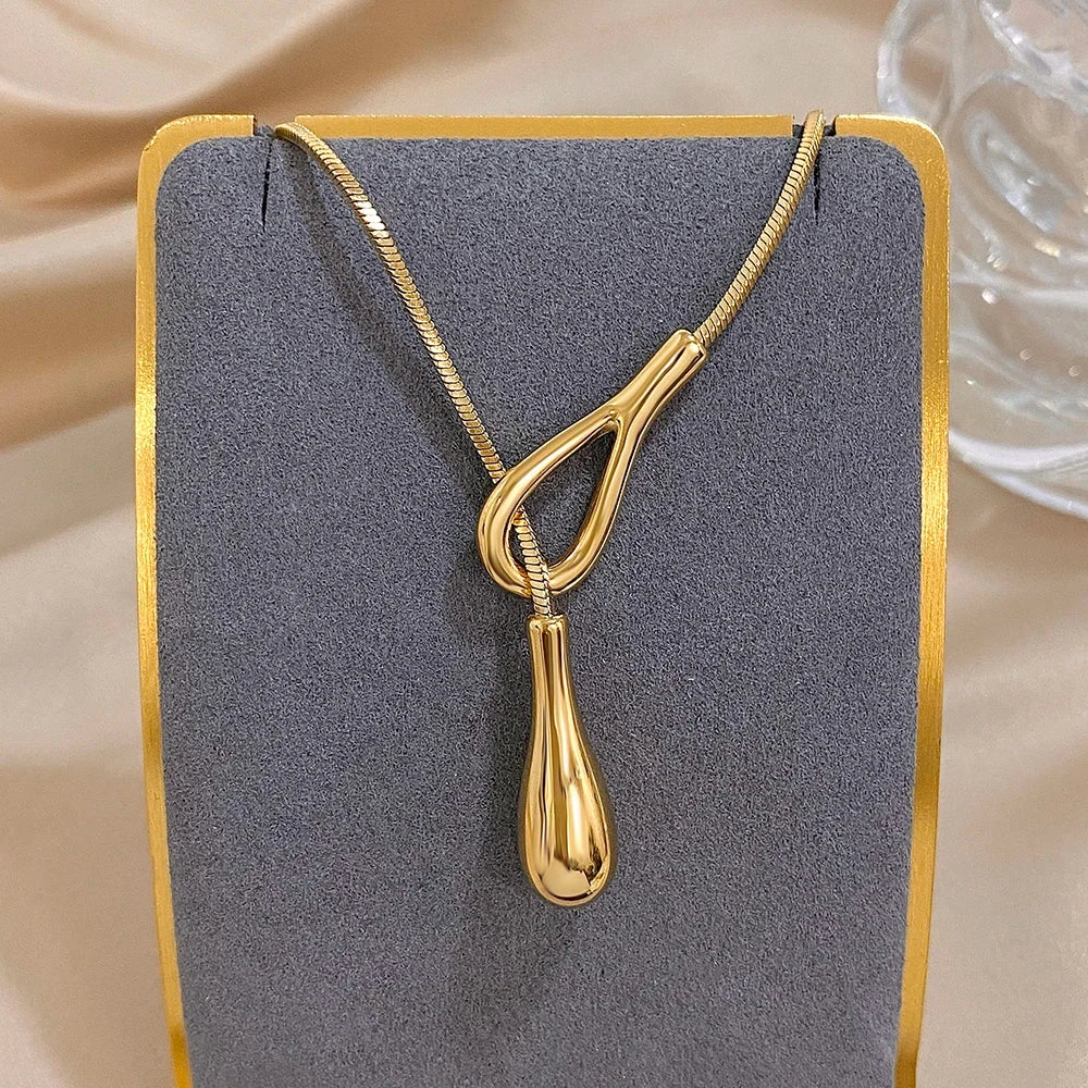 Collier Original avec Pendentif Goutte d'Eau or