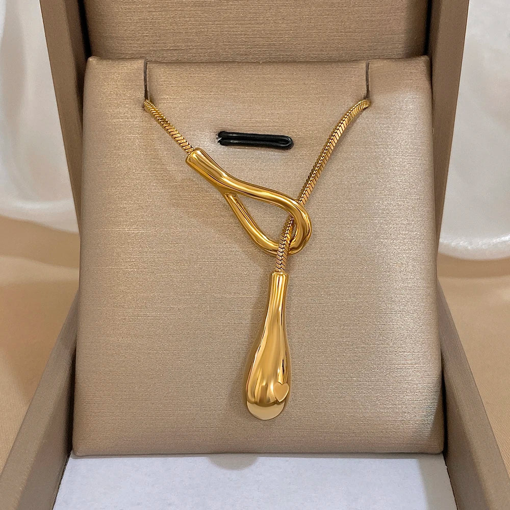 Collier Original avec Pendentif Goutte d'Eau or