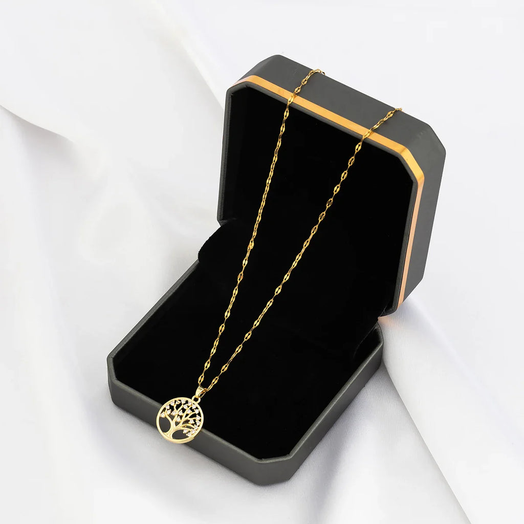 Collier Pendentif Arbre de Vie avec Crystal