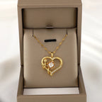 Collier Pendentif avec Coeur et Fleur Tournante Anti-Stress