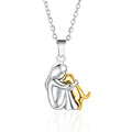 Collier Pendentif Câlin Chien et Maître argent et or