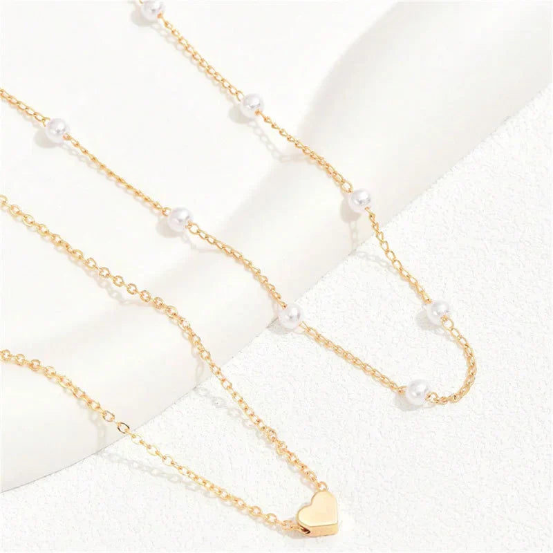 Collier Pendentif Coeur & Perles