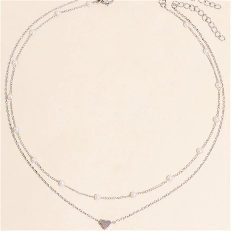 Collier Pendentif Coeur & Perles