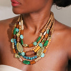 Collier Pendentif de Perles et Bois vert
