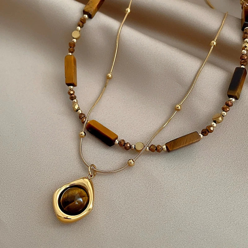 Collier Pendentif de Protection Oeil de Tigre B