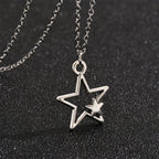 Collier Pendentif Double Etoile