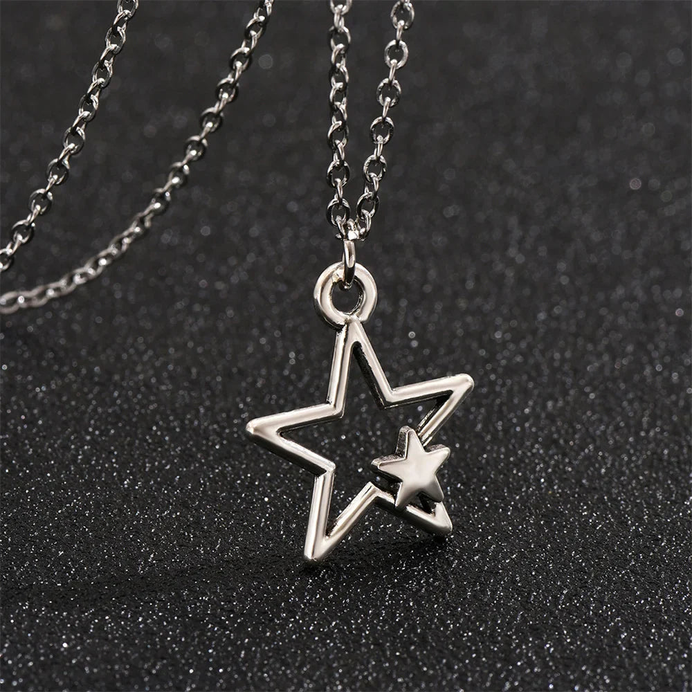 Collier Pendentif Double Etoile