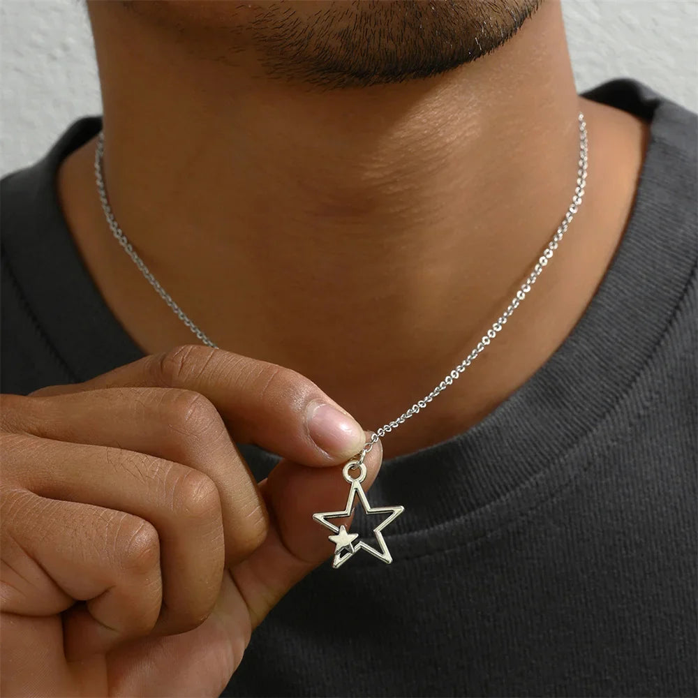 Collier Pendentif Double Etoile