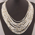 Collier Pendentif Ethniques Africains Multirangs blanc