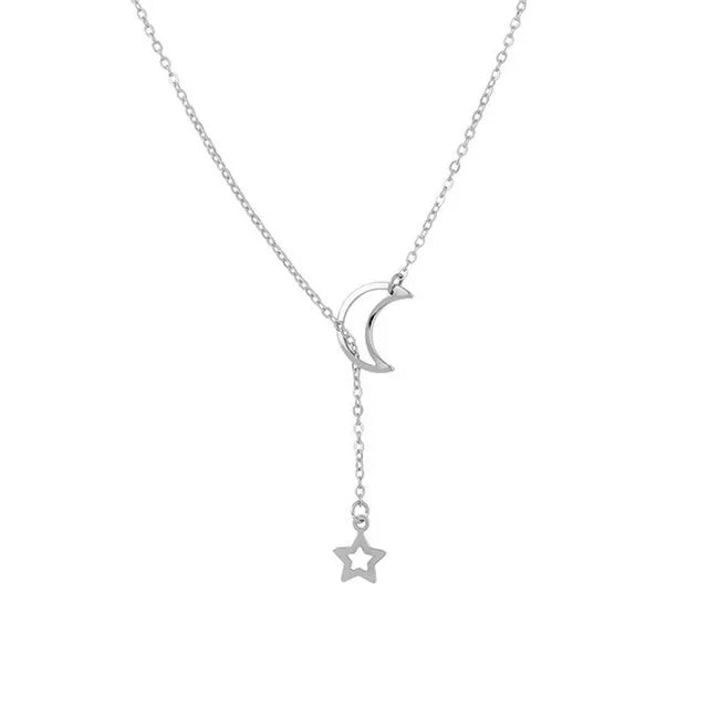 Collier Pendentif Etoile et Lune argent