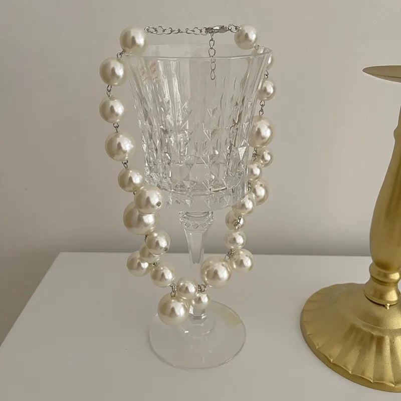 Imposant Collier Pendentif avec Grandes Perles