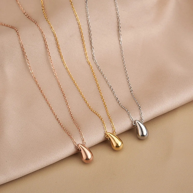 Fin Collier Pendentif Goutte d'Eau or