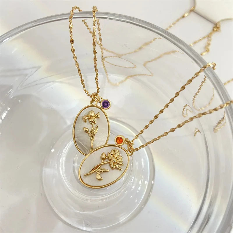 Collier Pendentif Fleur Signe du Zodiaque
