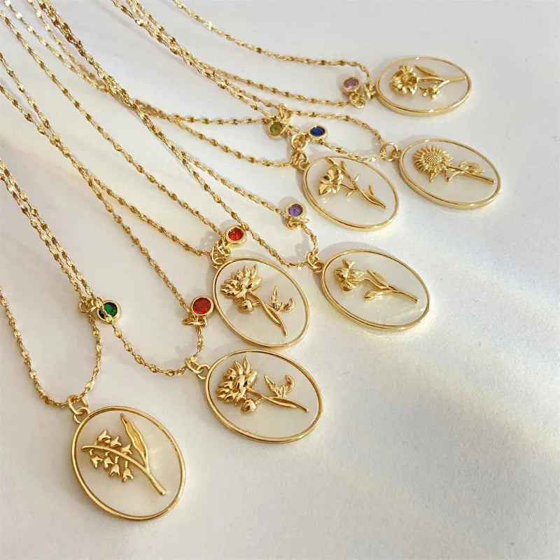 Collier Pendentif Fleur Signe du Zodiaque
