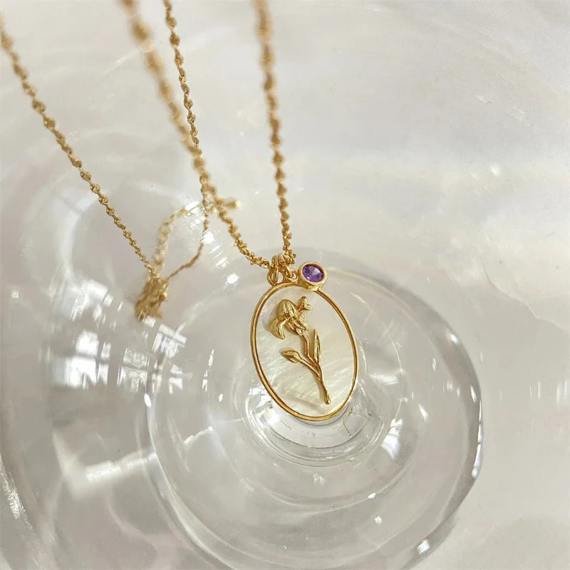 Collier Pendentif Fleur Signe du Zodiaque