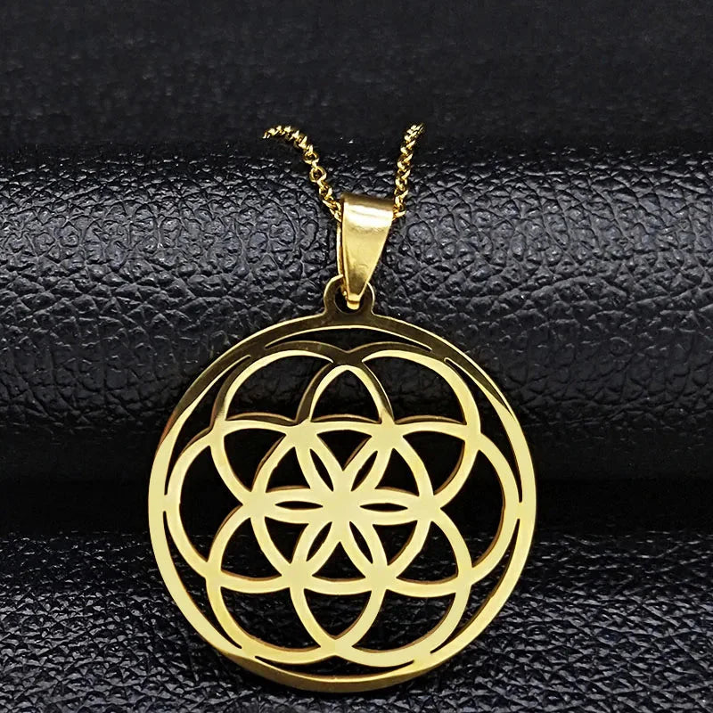 Collier Pendentif Graine de Vie Homme Femme or