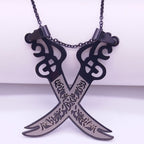 Collier Pendentif Islam Musulman Epée d'Ali Zulfikar noir