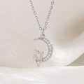 Collier Pendentif Lune et Chats avec Crystal