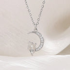 Collier Pendentif Lune et Chats avec Crystal