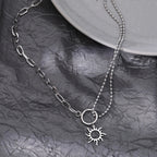Collier Pendentif Soleil Asymétrique argent