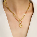 Collier Pendentif Soleil Asymétrique or