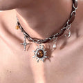 Collier Pendentif Soleil avec Crystal de Style Punk