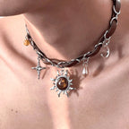 Collier Pendentif Soleil avec Crystal de Style Punk