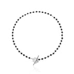 Collier Ras de Cou Pendentif Fleur noir et argent