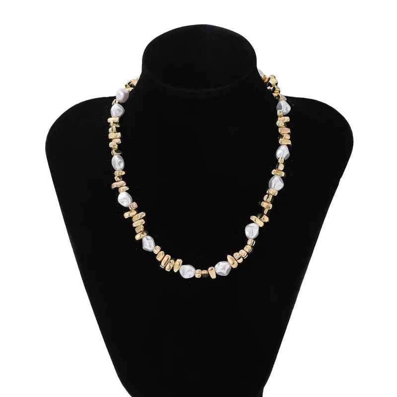 Collier Ras de Cou avec Pendentifs Perles pour Femme or