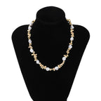 Collier Ras de Cou avec Pendentifs Perles pour Femme or
