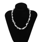 Collier Ras de Cou avec Pendentifs Perles pour Femme argent