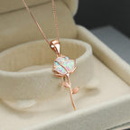 Collier Rose Fleur en Opale