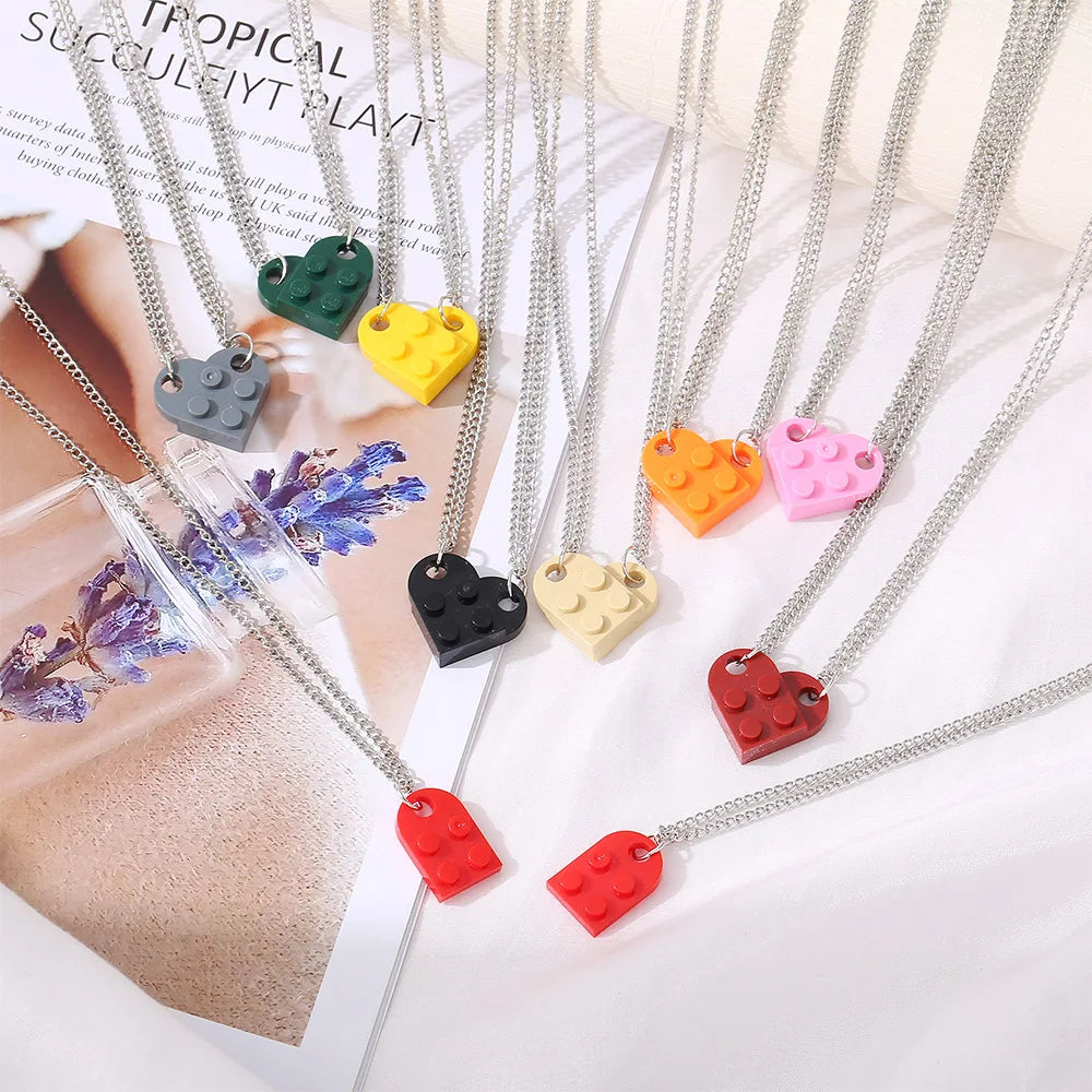 Colliers pour Couples d'Amis Pendentif Coeur Fashion noir