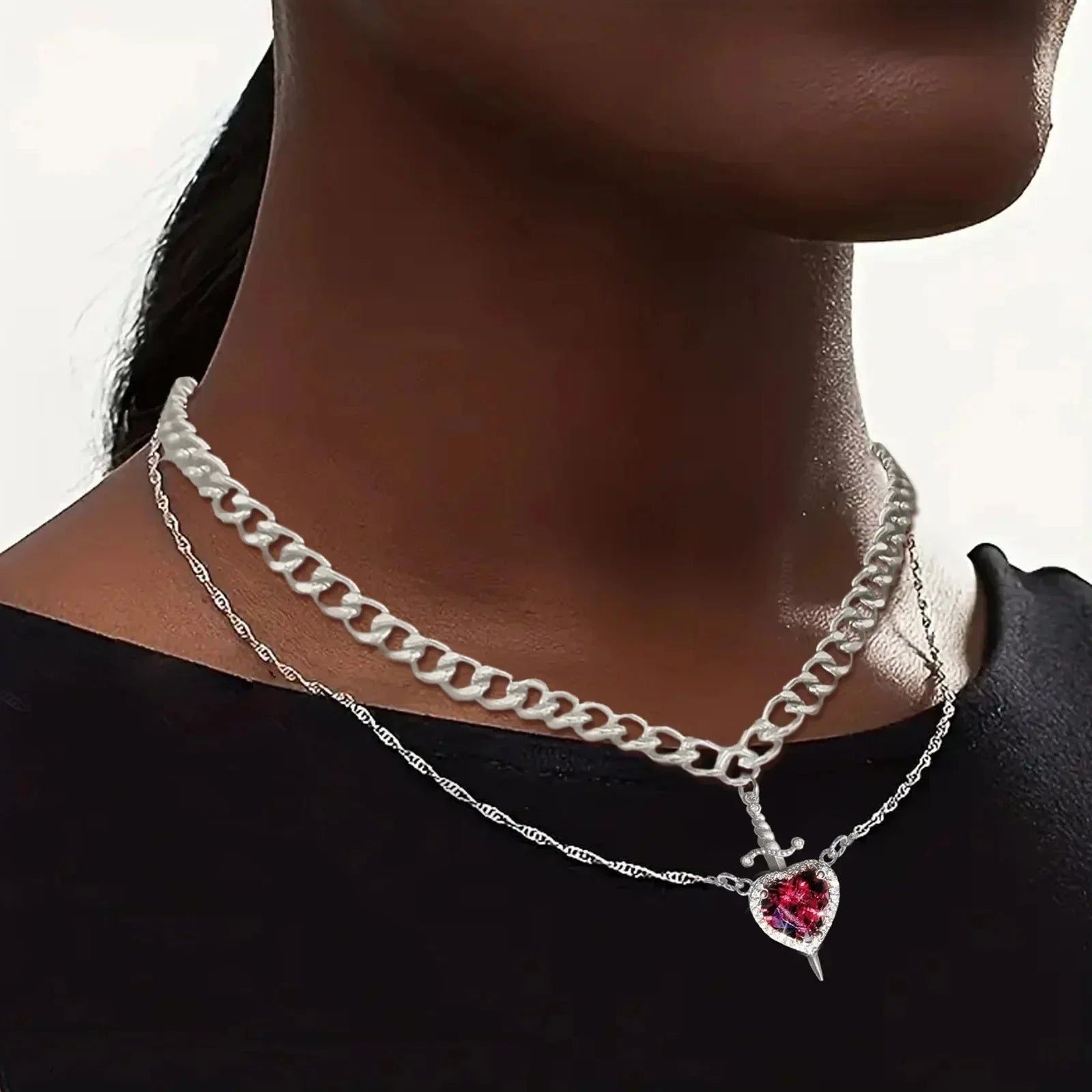 Colliers Couples Pendentif Epée et Coeur