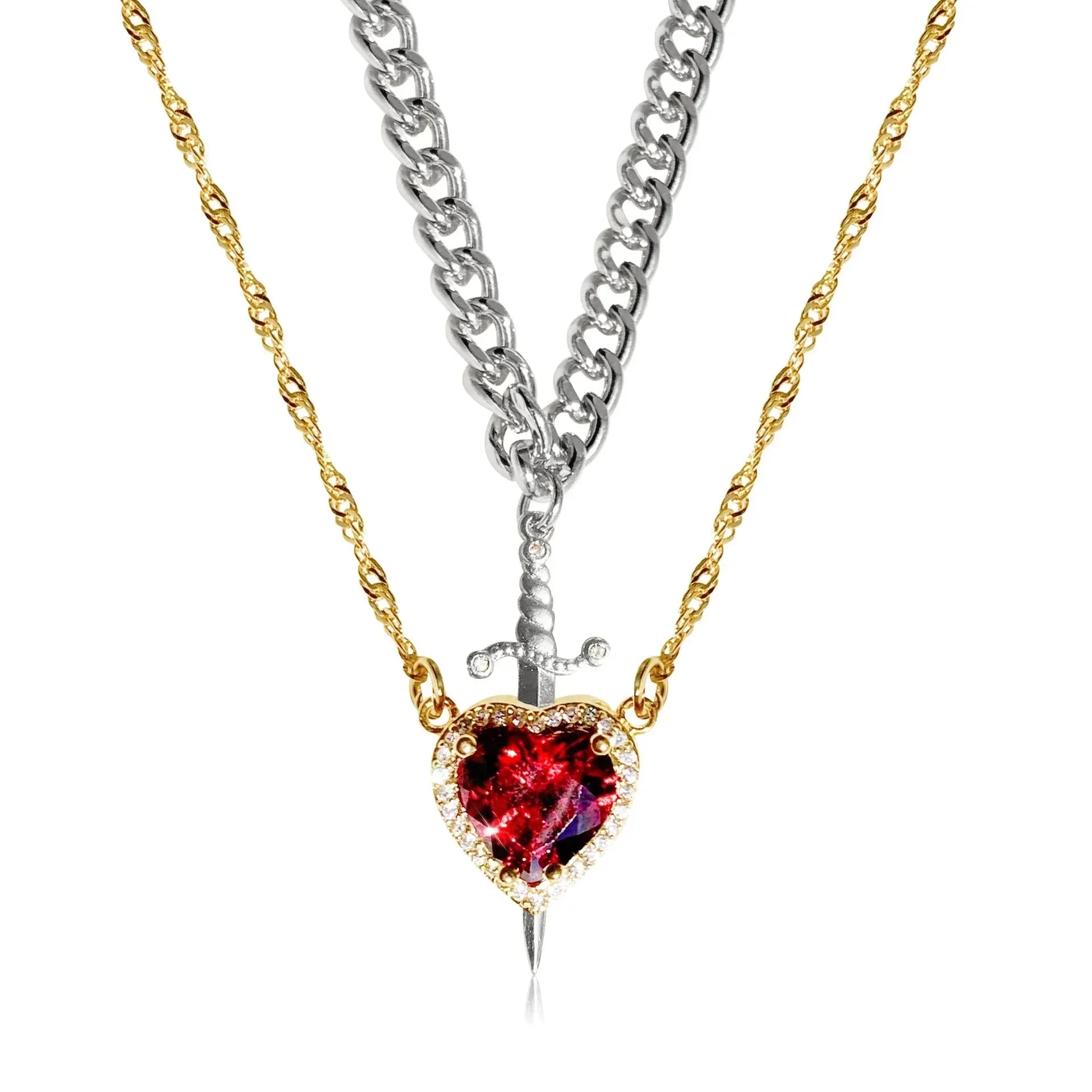 Colliers Couples Pendentif Epée et Coeur
