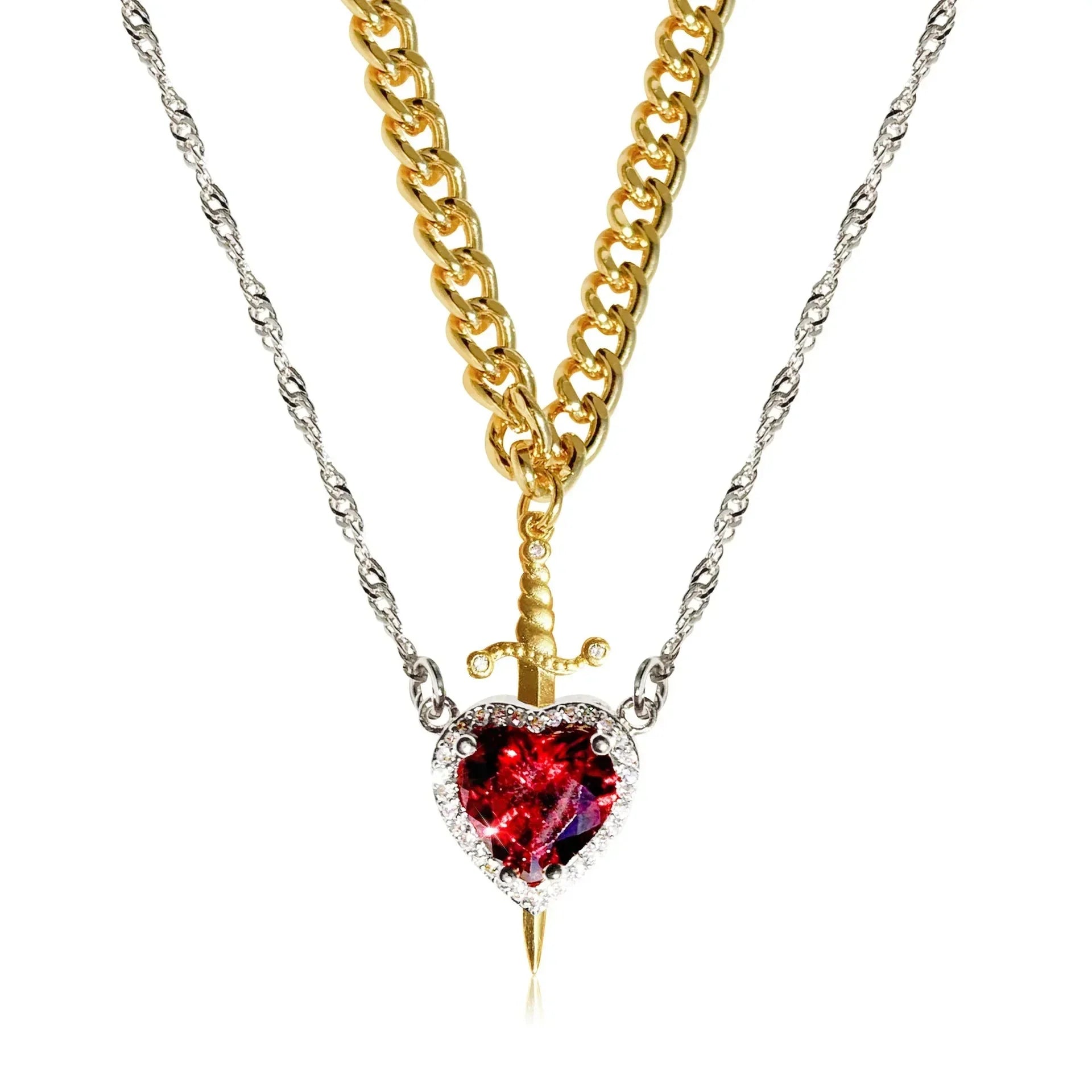 Colliers Couples Pendentif Epée et Coeur