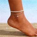 Double Bracelet de Cheville Perle Femme Bijoux