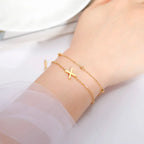 Bracelet double initiale or 