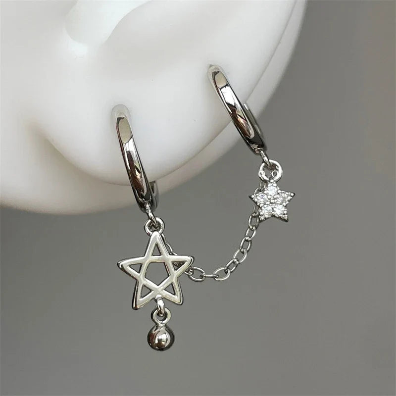 Doubles Boucles d'Oreilles Créoles Etoiles de David