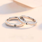 Lot de 2 Bagues pour Couples Anneau Soleil et Lune Romantique