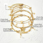 Lot de 5 bracelets de cheville étoile, infini, papillon, perles et coeur