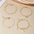 Lot de 5 bracelets de cheville étoile, infini, papillon, perles et coeur