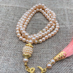Misbaha 99 Perles - Chapelet de Prière Islamique avec Pompon rose clair