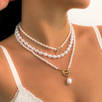 Set de 3 Colliers en Perles Blanches